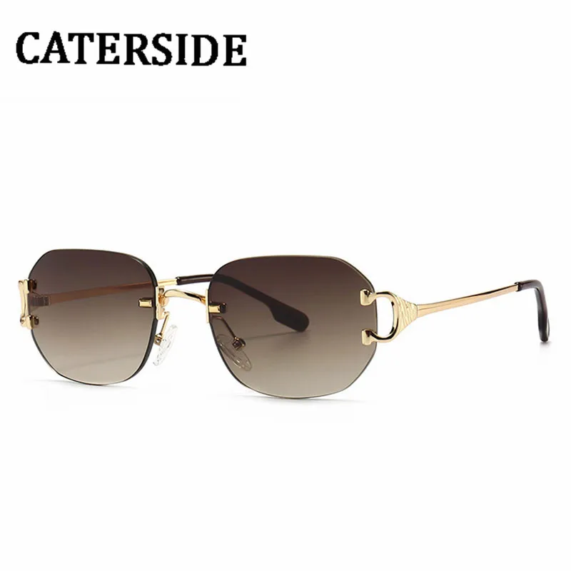 

Caterside Octagon Frameless Sunglasses Men Square Metal Gold 2022 New Male Retro Sun Glasses Rimless UV400 Travelling Eyewear