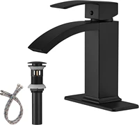 greenspring matte black bathroom sink faucet 1 hole single handle waterfall spout bathroom faucets brass commercial basin tap
