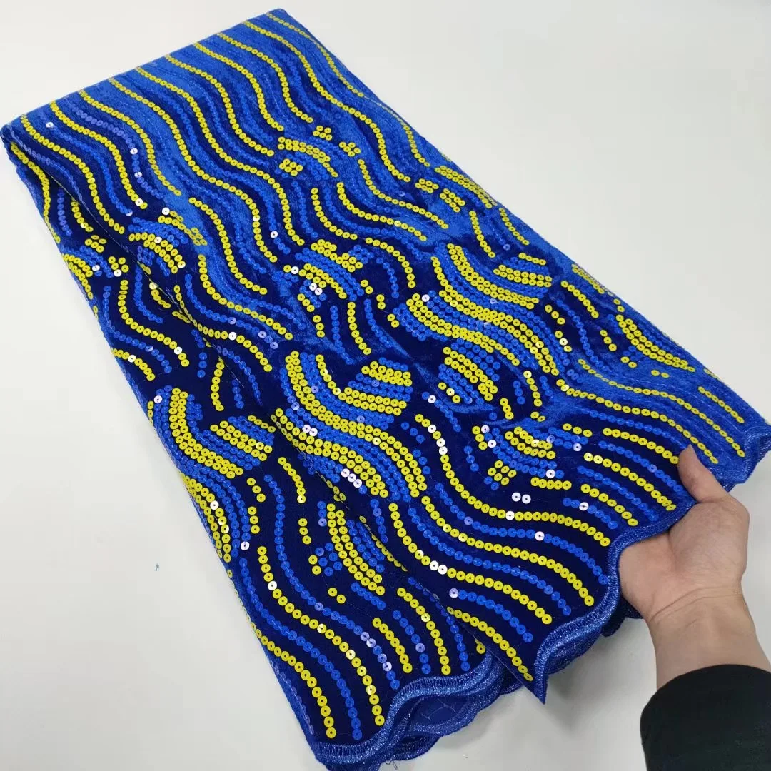 2022 Высококачественная чистая белая африканская Роскошная ткань блестки