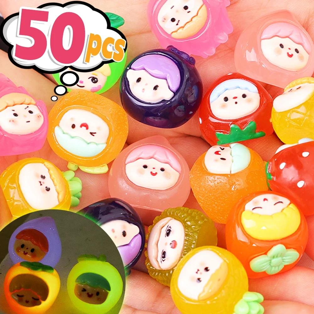 50/1 шт. миниатюрные светящиеся фигурки милая фруктовая статуя садовые цветочные