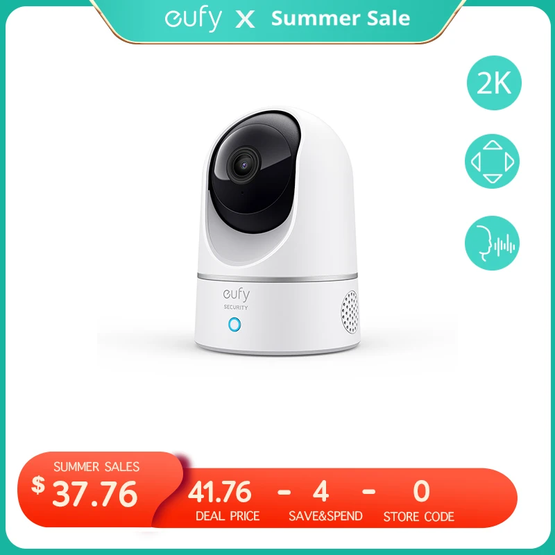 eufy Security Solo 2K Indoor Cam P24 Protect Pan & Tilt Mini Wifi Camera Human AI Voice Assistant Compatibility Motion Track