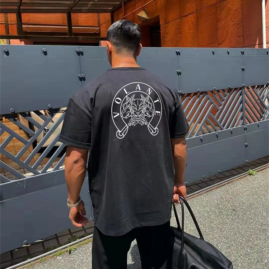 

Men New Oversized Loose Comfortable Sports T-shirt Summer Cotton Gym Fitness Bodybuilding Workout Shirts Short Sleeves Tees Top