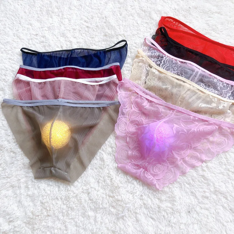 

Sexy Lace Mesh Temptation Men's Bag Underwear Transparent Nude Feel Filthy Man Plus Size Briefs Crotchless Underwear For Men