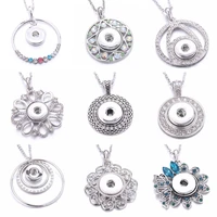 2022 new round snap jewelry vintage metal snap button necklaces 18mm snap pendant necklace for women girls diy jewelry
