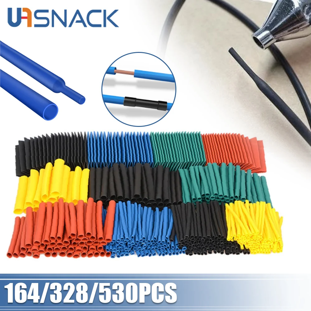 

New 530pcs Heat Shrink Tube 164/328pcs Assorted Polyolefin Heat Shrink Tubing Tube Wire Cable Insulation Sleeves Wrap Wire Set