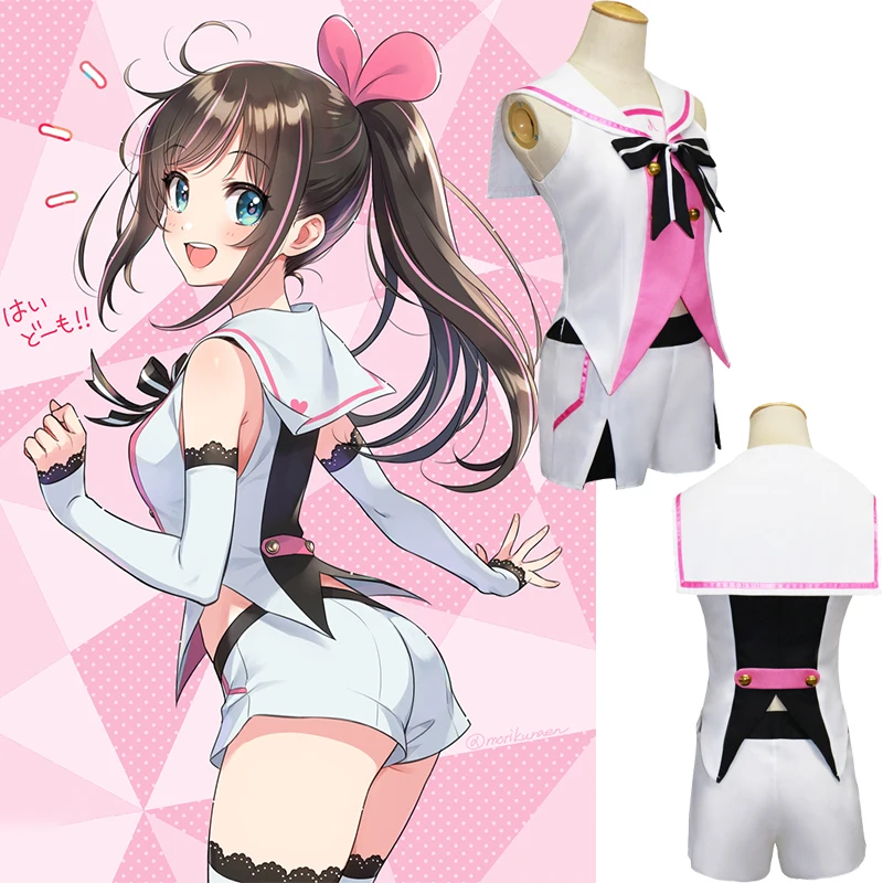 Костюм Косплей "Kizuna AI" для виртуальной аниме-идола, набор одежды в стиле Лолита с прекрасным персонажем, позволяющий женщинам играть роль в стиле Кавай.