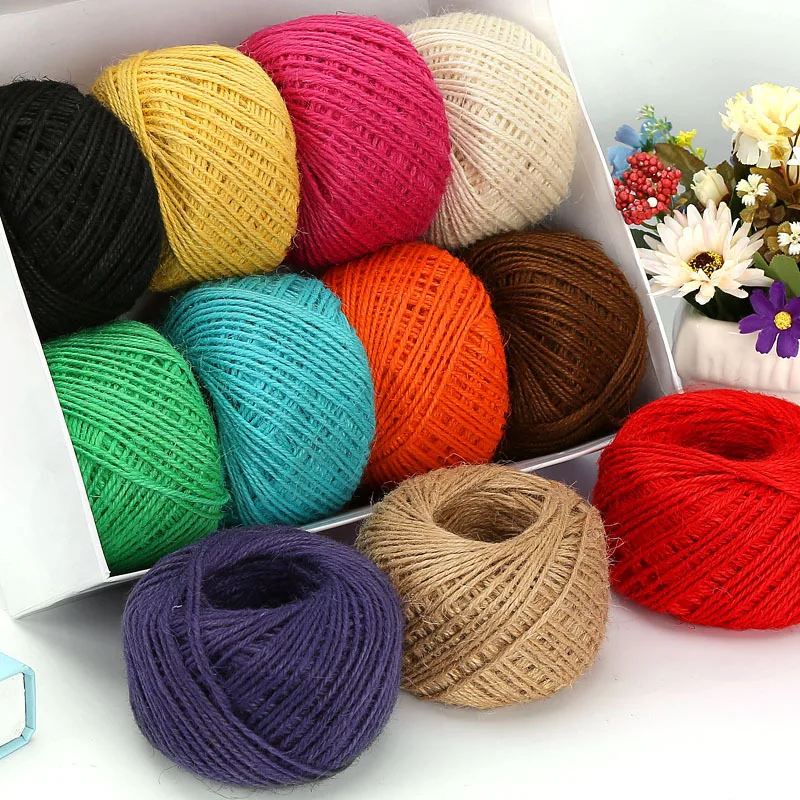 

2mm 50M/Roll Colorful Natural Vintage Jute Rope Macrame Cord for Handmade Crafts Jute Hemp String DIY Wedding Party Home Decor