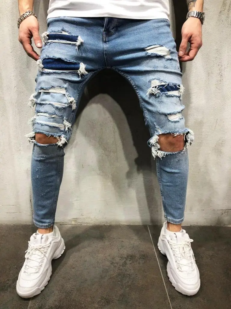 

Blue Full Laser Cut - Premium Patched Jeans