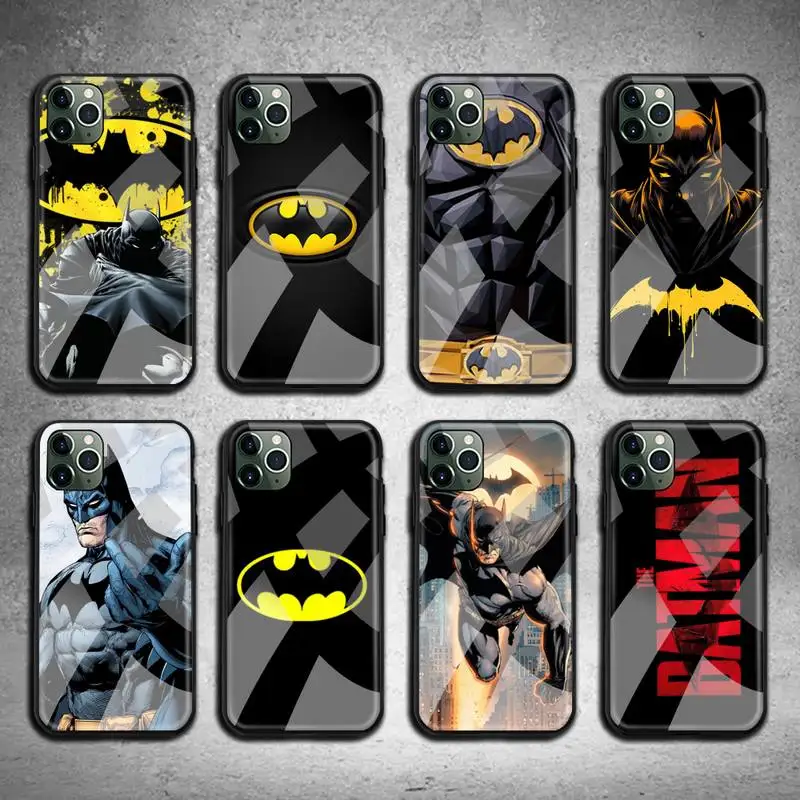 

BANDAI Batman super hero Phone Case Tempered Glass For iPhone 13 12 11 Pro Mini XR XS MAX 8 X 7 6S 6 Plus SE 2020 cover