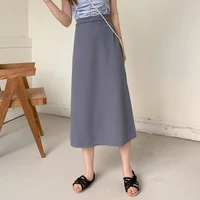 casual holiday party midi skirts womens 2021 autumn french office lady elastic waist simple elegant long maxi skirt