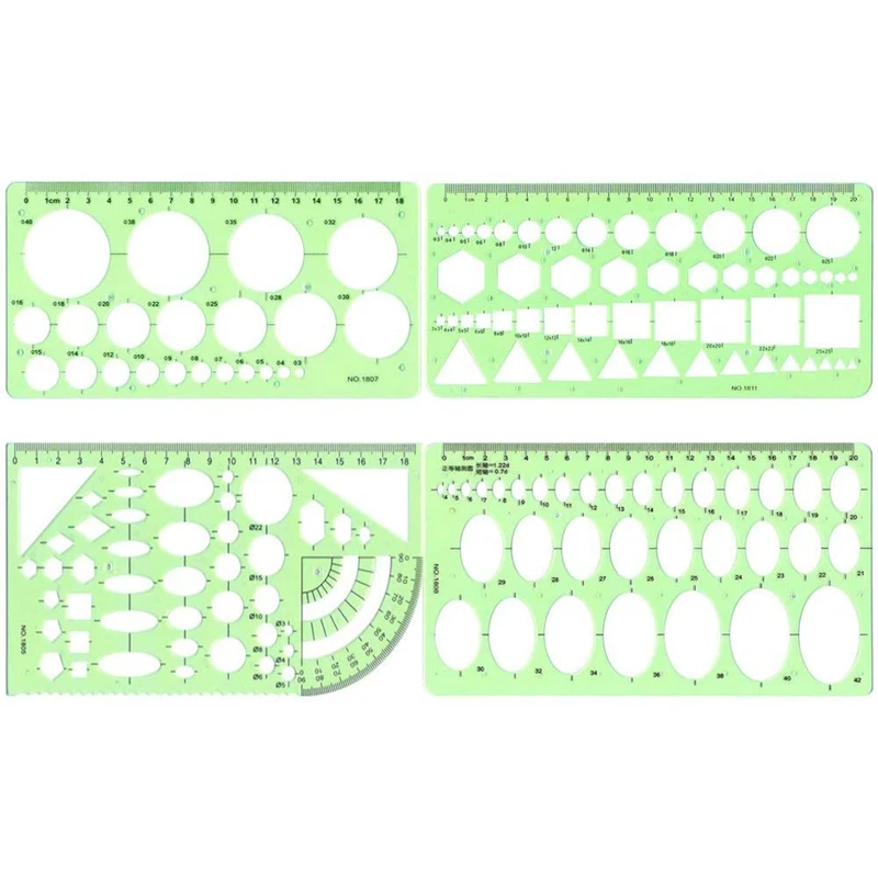 

Геометрический шаблон Φ шаблон измерительная линейка для строительства школьных и офисных принадлежностей, 4 шт.