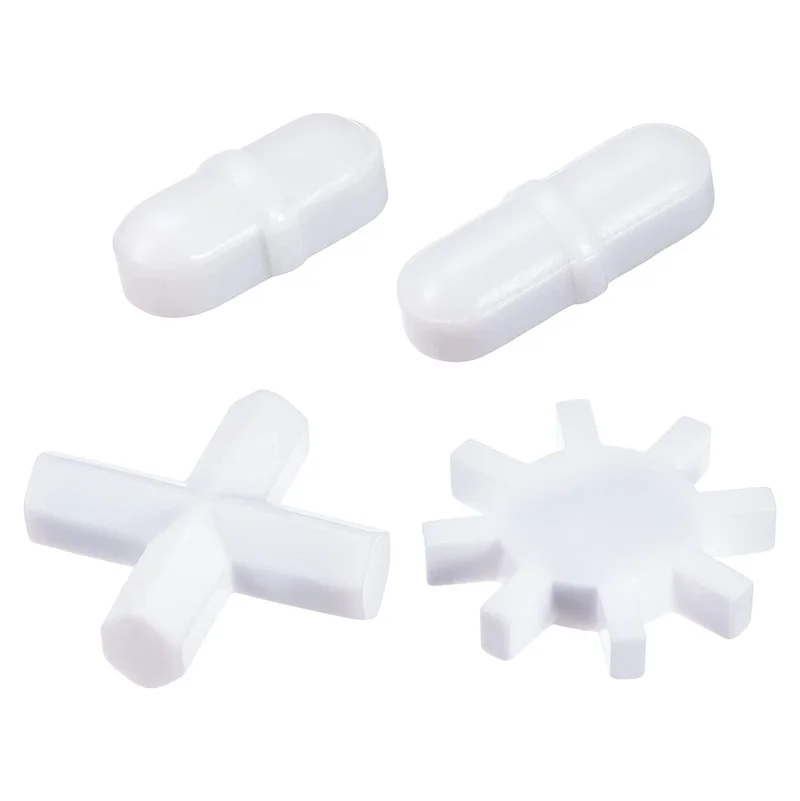 Magnetic Stirrer Mixer Stir Bar Rod Cross/Gear/with Ring Shape Coating Magnet White for Laboratory 4in1 Set