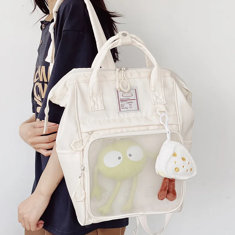 

Middle School Backpack for Girls Teen Cute Student High School Bags Women Bookbag Casual Korean Backpack Transparent Bag
