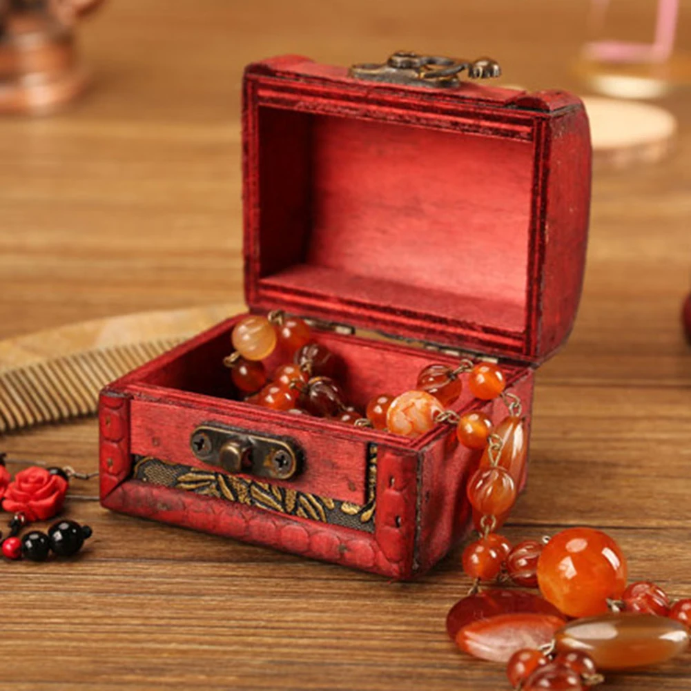 

Composite Wood Antique Wooden Box 8*6*6cm Torage Box Gift Cards Collection Boxes Jewelry Treasure Chest Case Ornaments