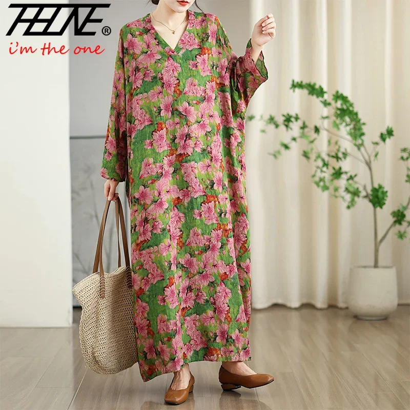 THHONE Новое весенне-летнее платье для женщин 2025 года винтажное свободное с