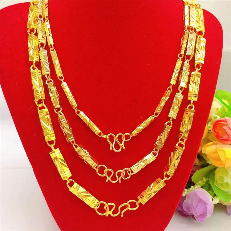 

Simple 18K Gold 4.6.8mm Thick Pure Hexagonal Pendant Necklace Chain Fine Jewelry Clavicle for Women Men Christmas Birthday Gifts