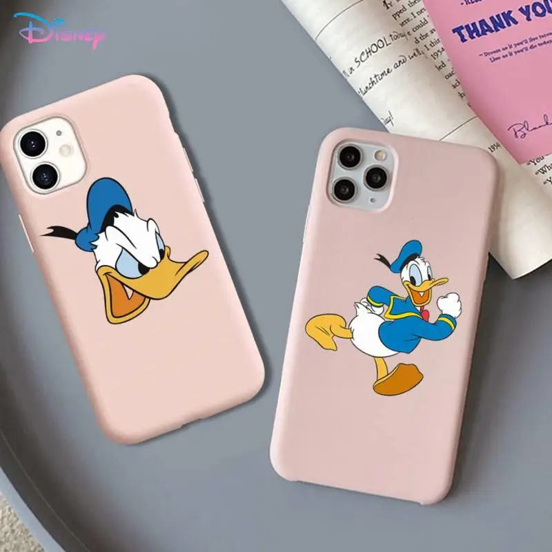 

Disney Donald Duck Phone Case for iPhone 11 12 13 Mini Pro Xs Max 8 7 6 6S Plus X XR Solid Candy Color Funda Case