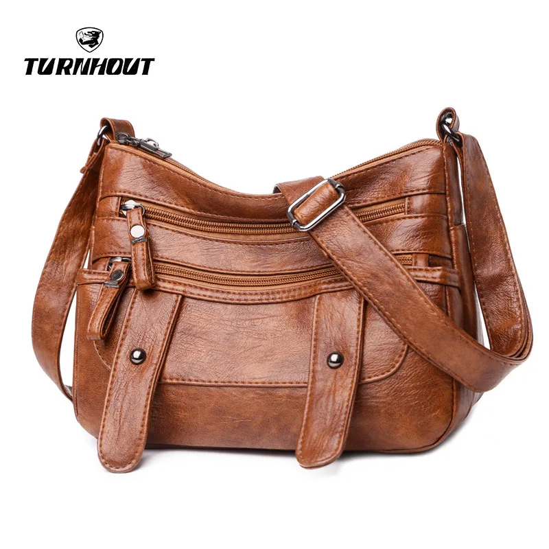 

2022 Winter New Vintage Fashion Women Shoulder Bag Casual Crossbody Bags for Mother Soft PU Leather Solid Color Handbags