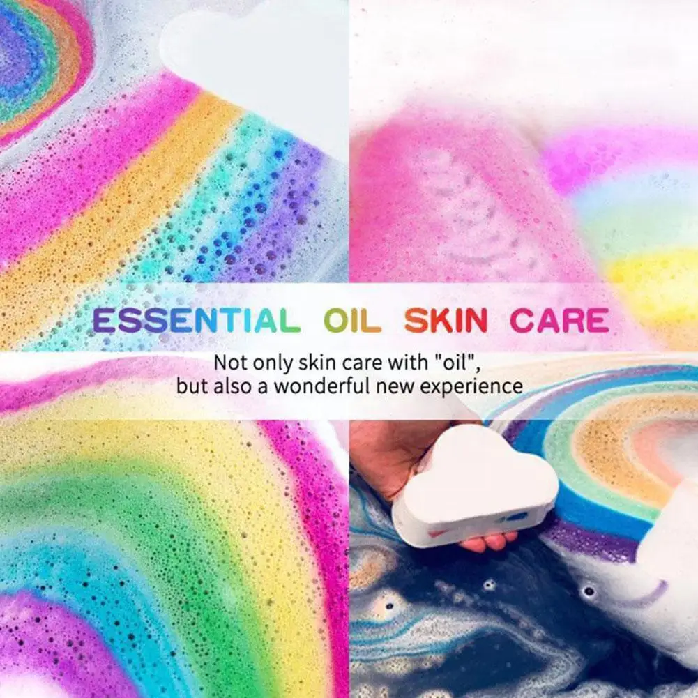 

110g Soap Natural Skin Care Cloud Rainbow Bath Salt Bomb Bath Bubble Exfoliating Bath Shower Bomb Packagin U4x2