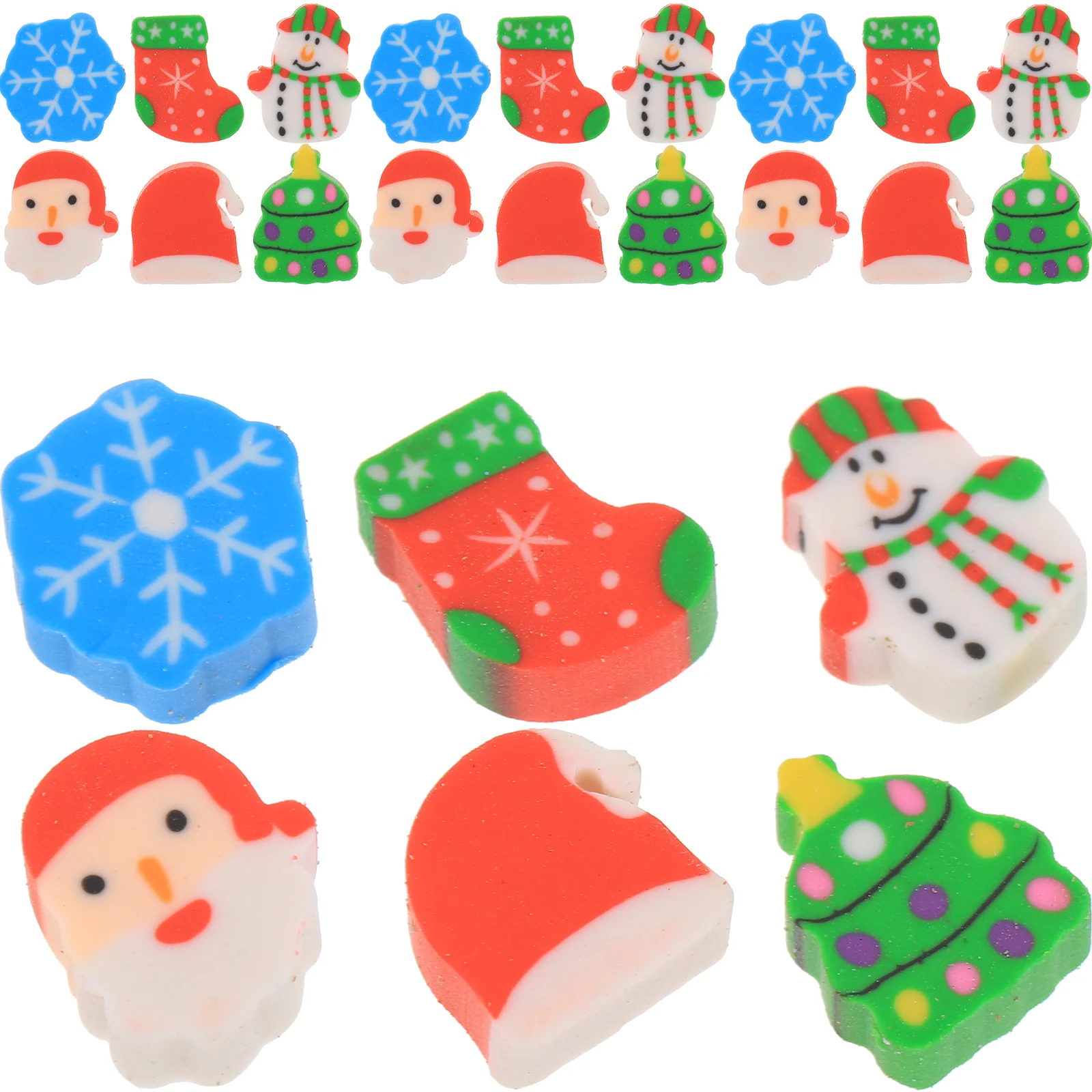 

Erasers Christmas Eraser Kidsmini School Goodie Tree Novelty Cute Claus Snowman Santa Small Holiday Students Prize