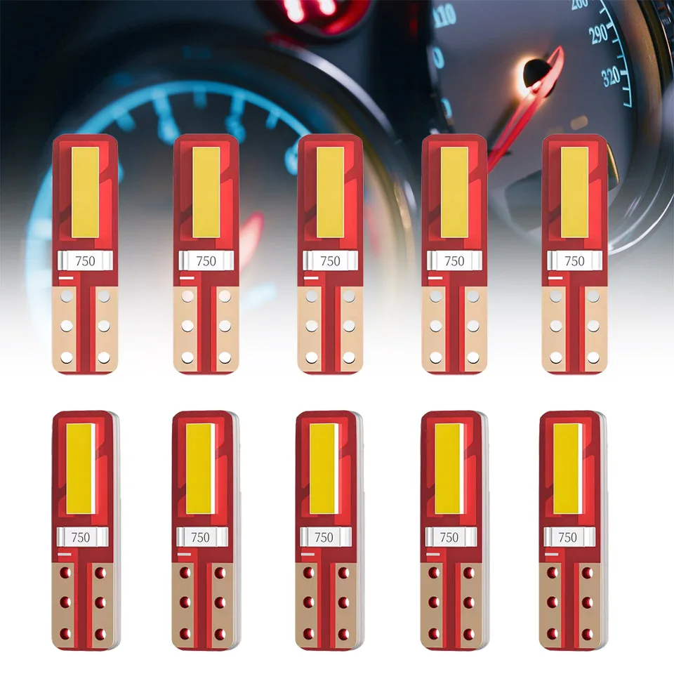 

1/10 Pcs T5 LED 2SMD W3W W1.2W Bulb Car Light Indicator Dashboard Gauge Instrument Lamp Auto Motorcycle Replacement 12V White