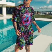 mens trend suit print 2022 summer short sleeve shirt beach shorts street casual mens suit 2 piece set s 6xl plus size