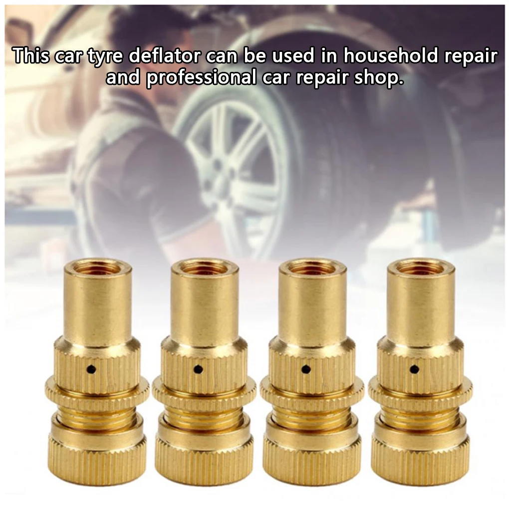 

4 Pieces Car Tyre Automatic Pressure Relief Deflator Copper Universal Air Deflators Valve Deflation Reducing Accessory