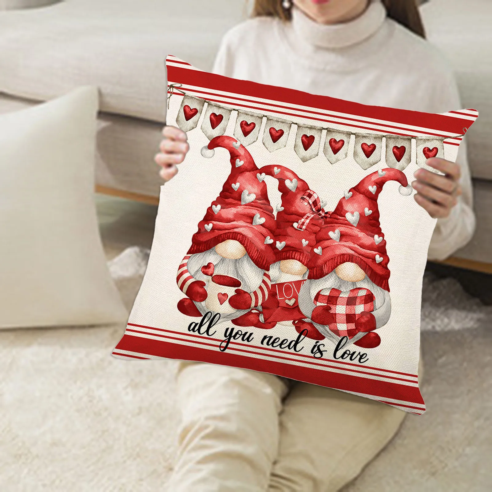 

Valentines Day Pillow Covers 18x18 Inches Red Decor Valentines Day Gifts Decorative Throw Pillow Covers Dark Couch Pillows