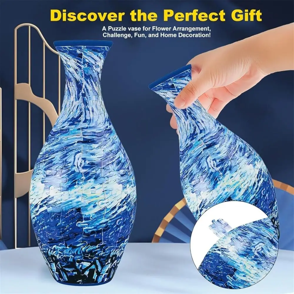 Фото Изогнутая пластиковая 3D-головоломка-ваза для цветов, 160 деталей, для самостоятельной сборки, для цветочных композиций, 3D-арт-ваза, подарок на новоселье №1