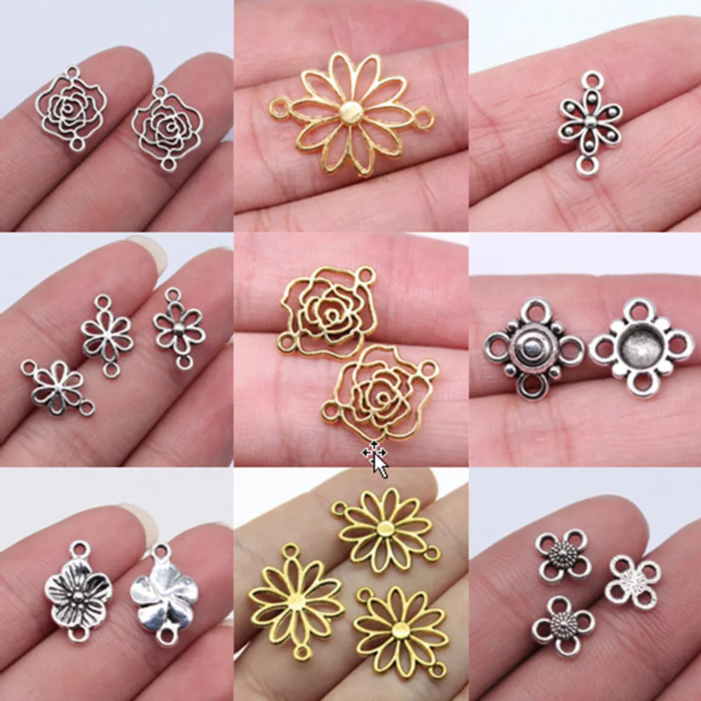 

Jewelry Findings Components Flower Connector Charms For Bracelets Charm Pendant