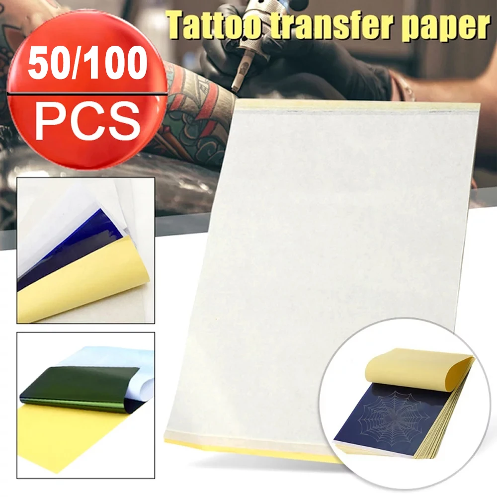 50/100 stücke A4 Tattoo Transfer Papier Kopierer Blätter Von Thermische Carbon Schablone Drucker maschine Papier für Tätowierung Liefert
