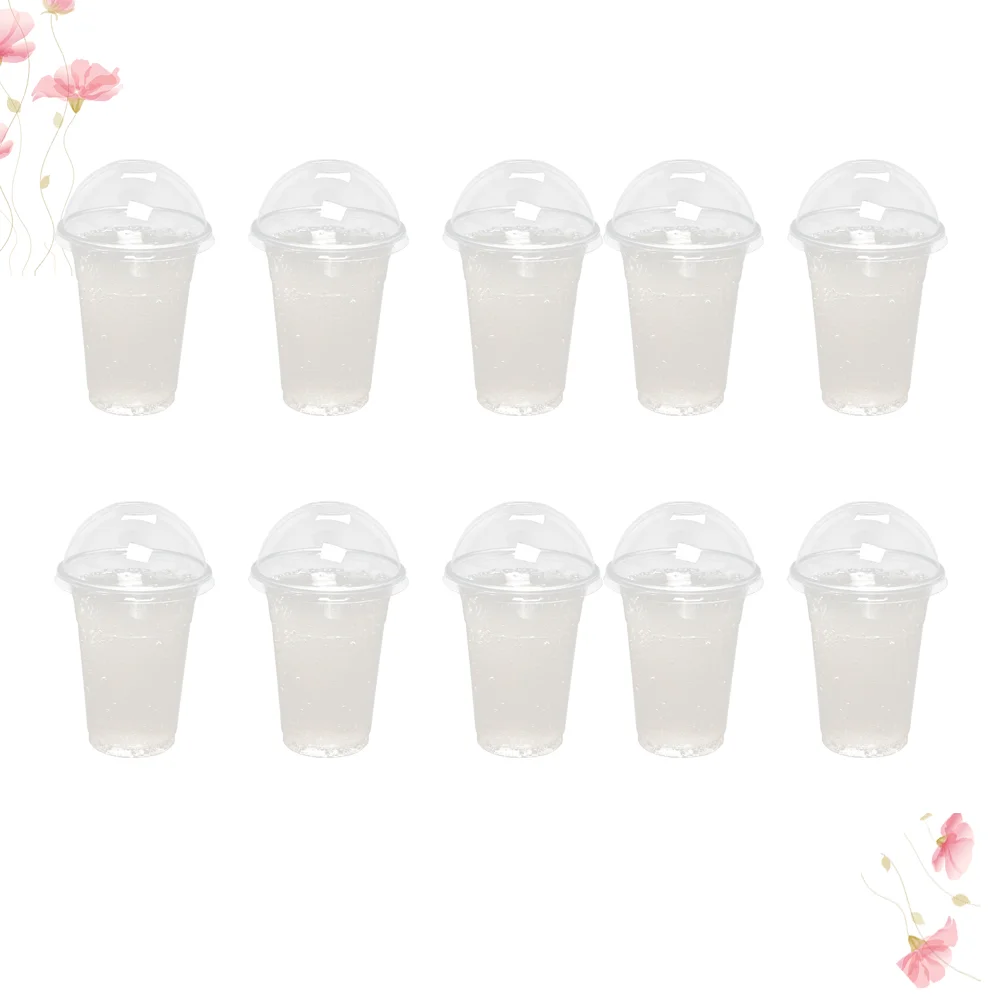 

100Pcs 380ml Disposable Clear Plastic Cups with a Hole Dome Lids for Tea Fruit Juice Milk Tea with Covers