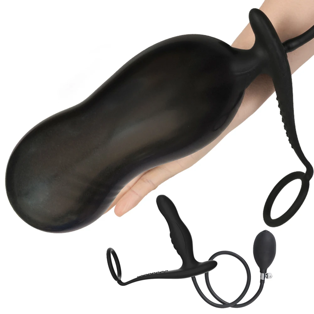 Надувная Анальная пробка кольца на член расширяемый фаллоимитатор с насосом