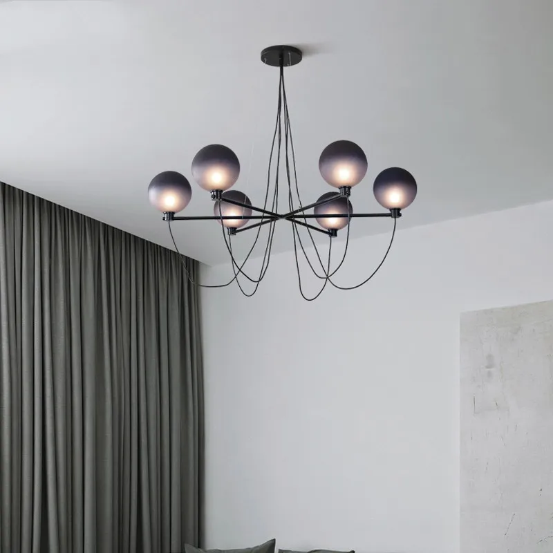 Скандинавская серая люстра волшебная фасоль стеклянный шар светильники в стиле