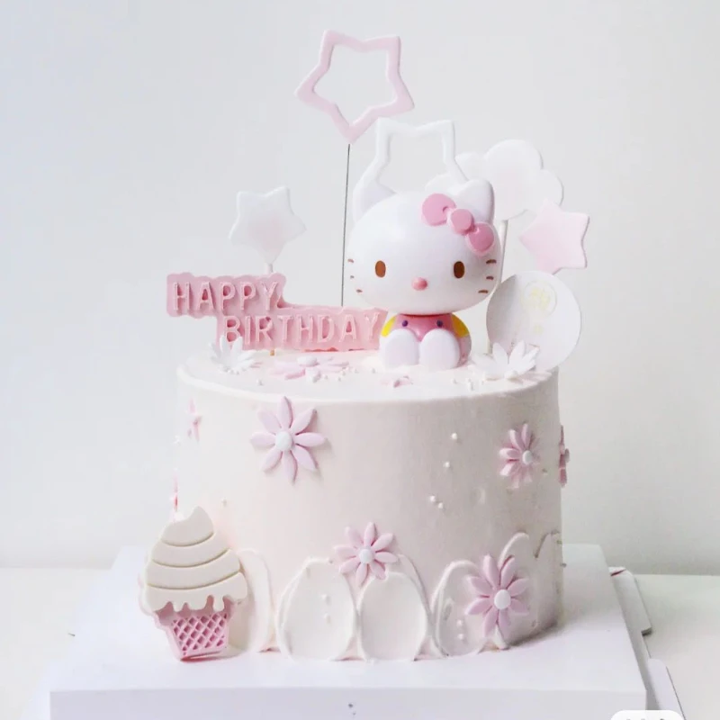 Kawaii Hello Kitty украшение для торта на день рождения вечеринки Розовый Милая любовь