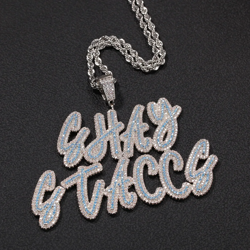 

Hip Hop A-Z Custom Name Letters Pendant Necklaces Colorful Zircon Men Women Gift