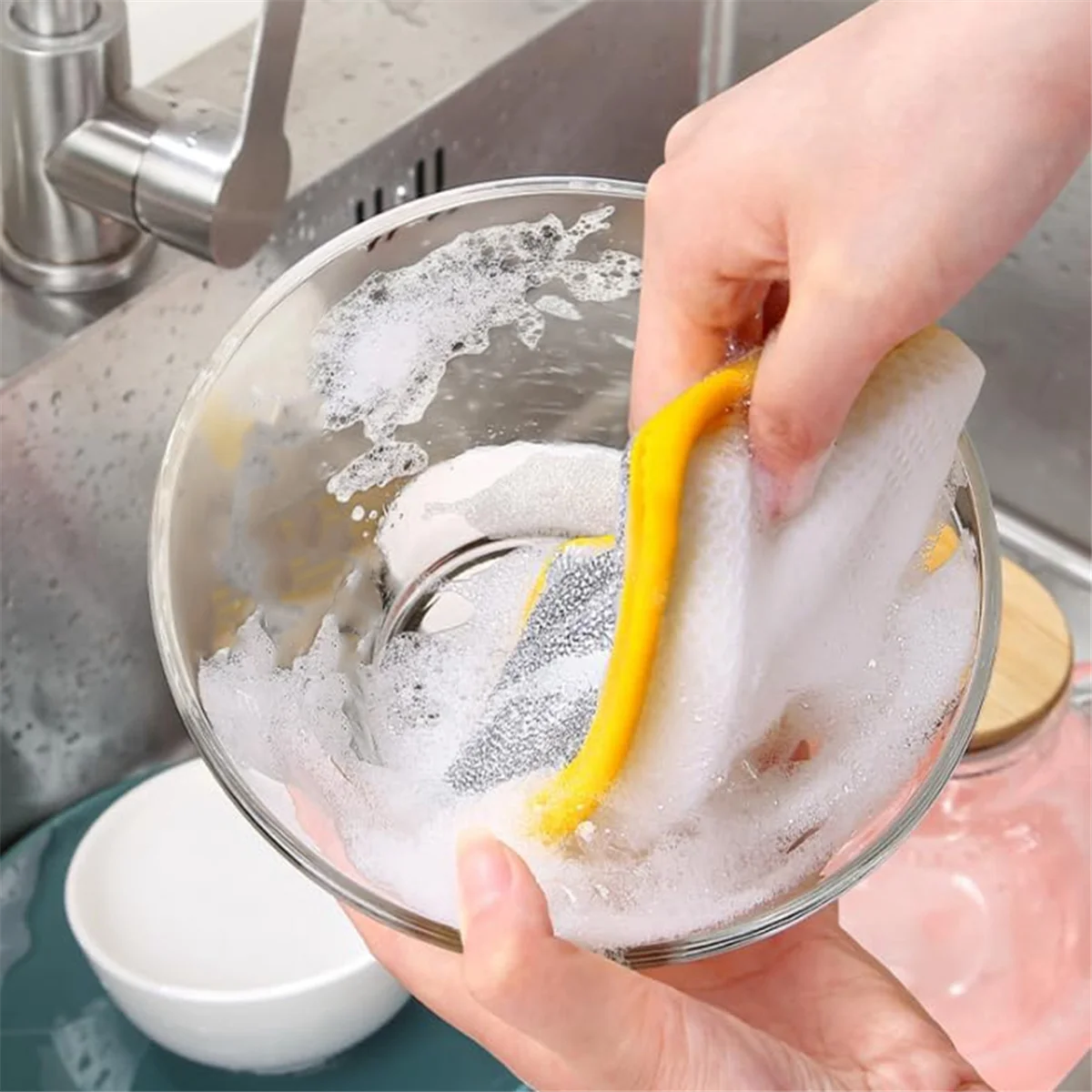 Губка кухонная для мытья посуды двухсторонняя губка многофункциональные губки