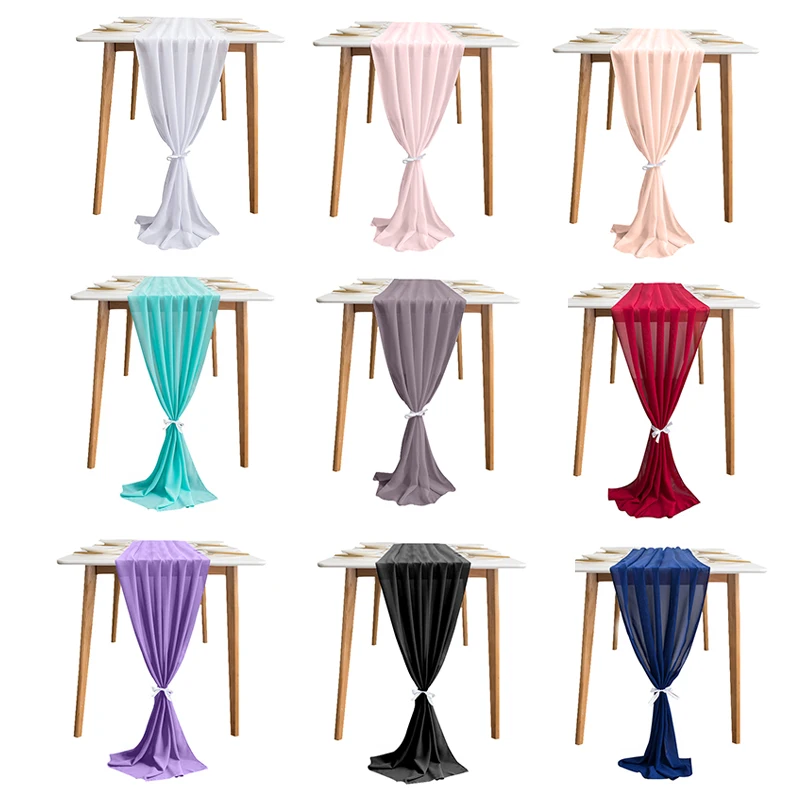 

Wedding Decoration Chiffon Table Runner Voile Table Flag for Home Hotel Banquet Birthday Party Decor Tablecloth 70*300cm