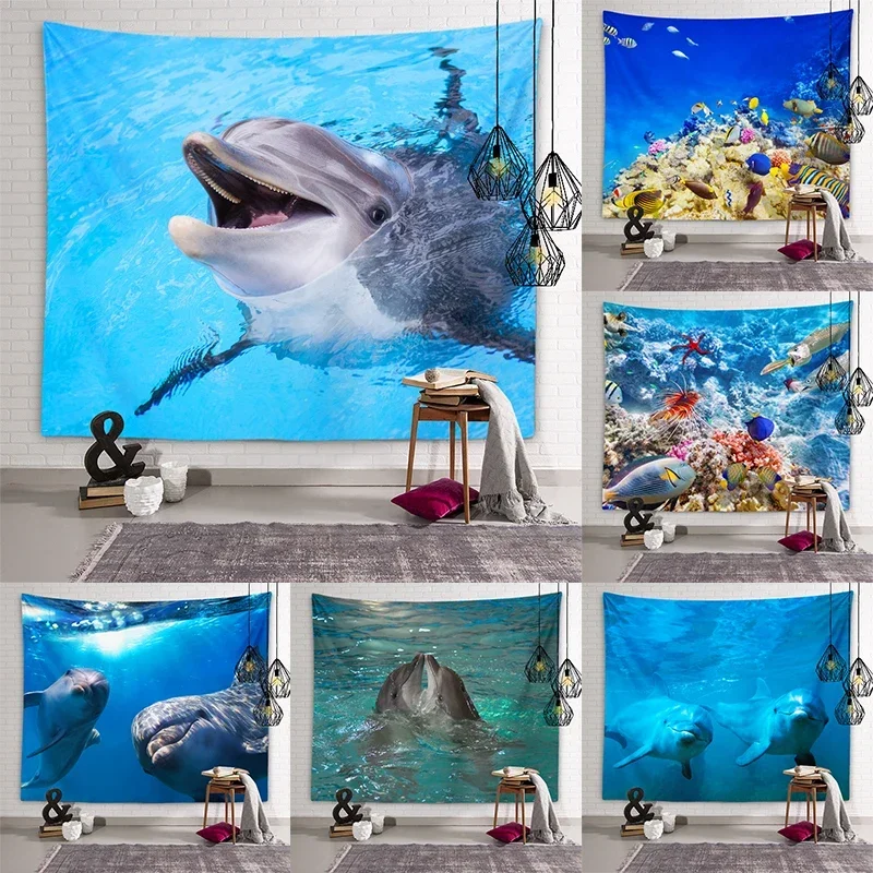 Милый гобелен с дельфином подводный мир морская жизнь фон настенное