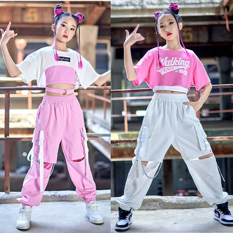 

Girls Hip Hop Dancing Clothes white Street Dance Stage Costume Children's Day Jazz Dancewear Festival Clothing Kpop Outfit