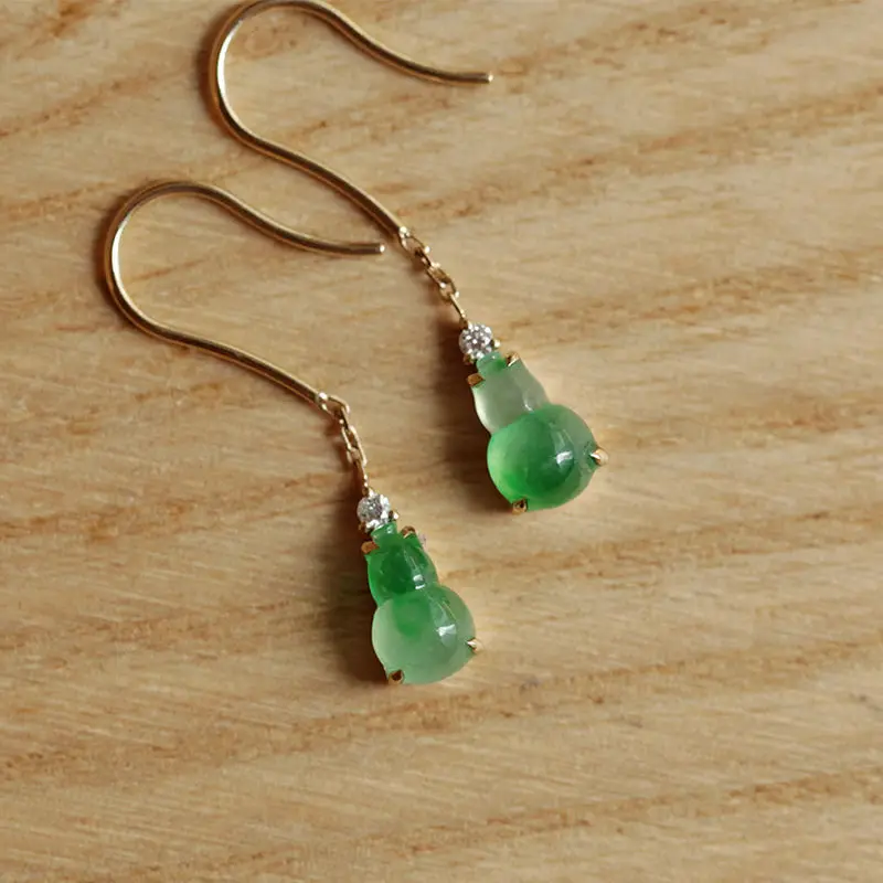 

Оригинальный дизайн, серебряные инкрустированные серьги из натурального халцедона, длинные серьги в виде тыквы для женщин, элегантные китайские украшения в стиле ретро для вечеринки