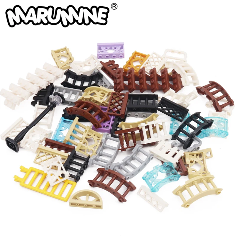 

Marumine 30PCS MOC Idea Accessories Brick Fence Railing Stairs House Garden Construction Building Block Parts 15332 33303 30056