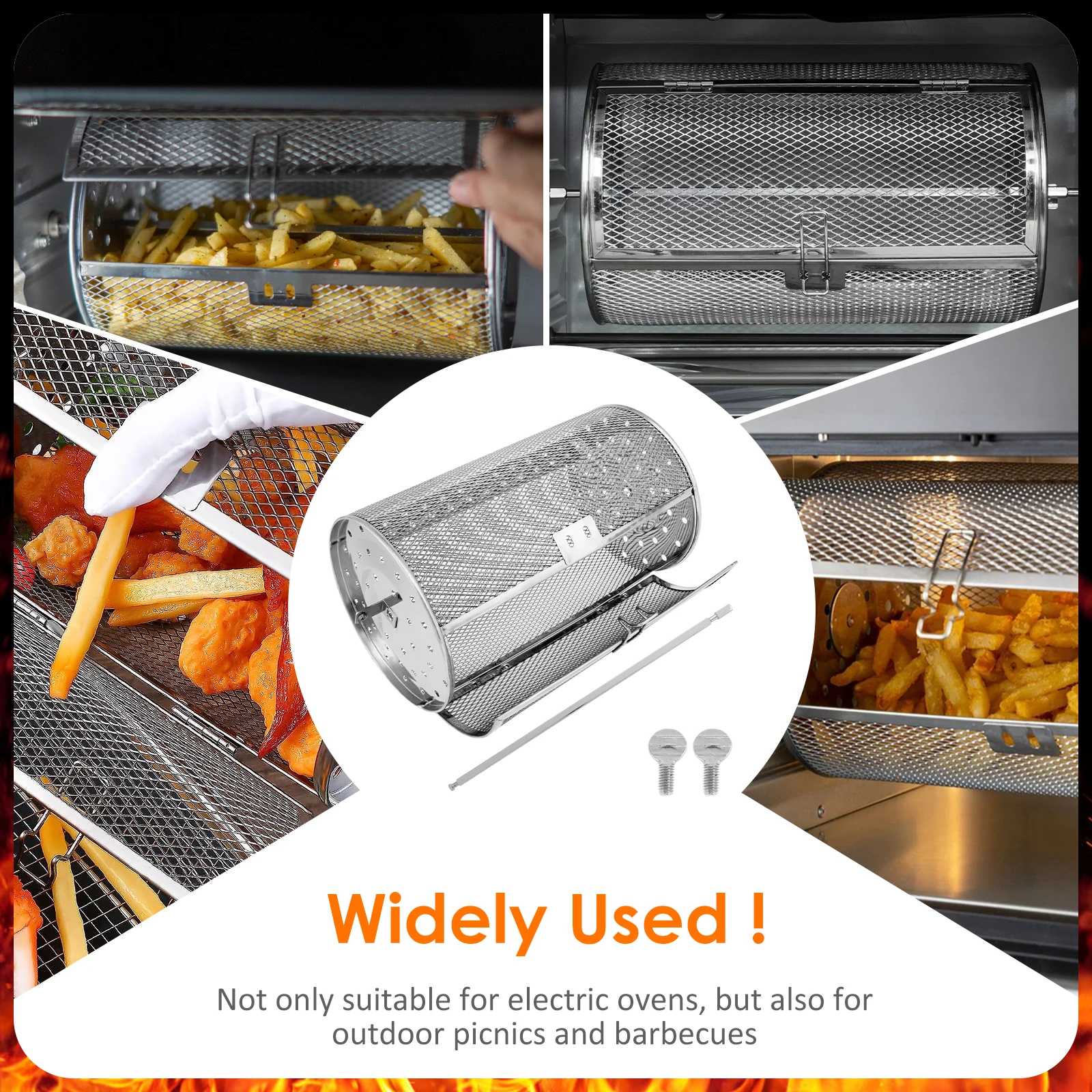 Вращающаяся корзина для гриля из нержавеющей стали орехи кофейные зерна клетка