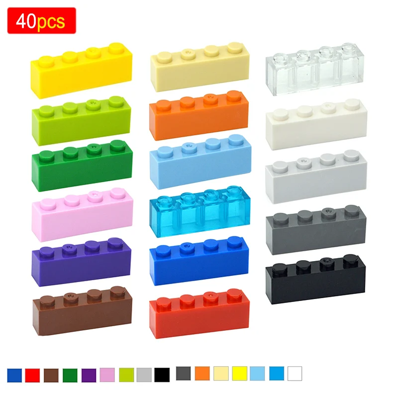 

DIY Thick Figures Bricks 1x4 Dots Building Blocks Educational Classic Brick Compatible With 3010 Plastic Toys 40pcs For Children