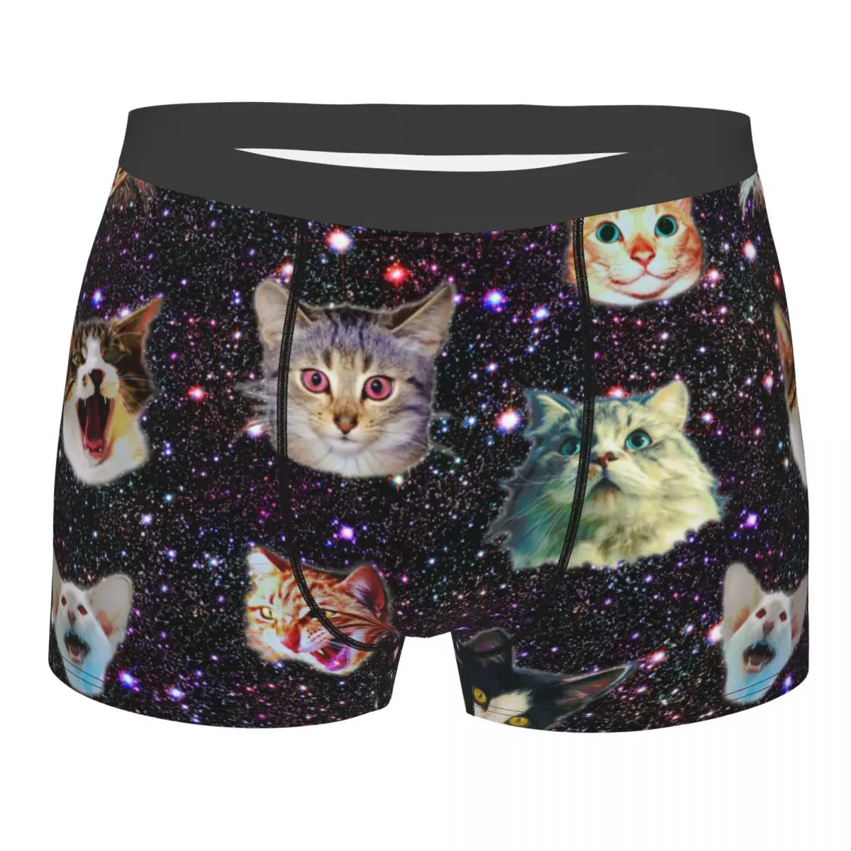 

Men Cat Heads In Outer Space Funny Galaxy Boxer Briefs Shorts Panties Breathable Underwear Animal Male Funny S-XXL Underpants