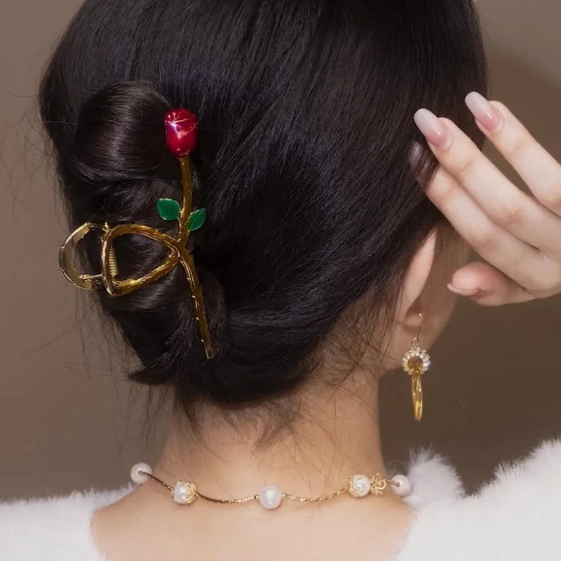 

Модные заколки для волос в форме розы, захват, прическа, темперамент, Романтические Аксессуары для волос для девушек, захват