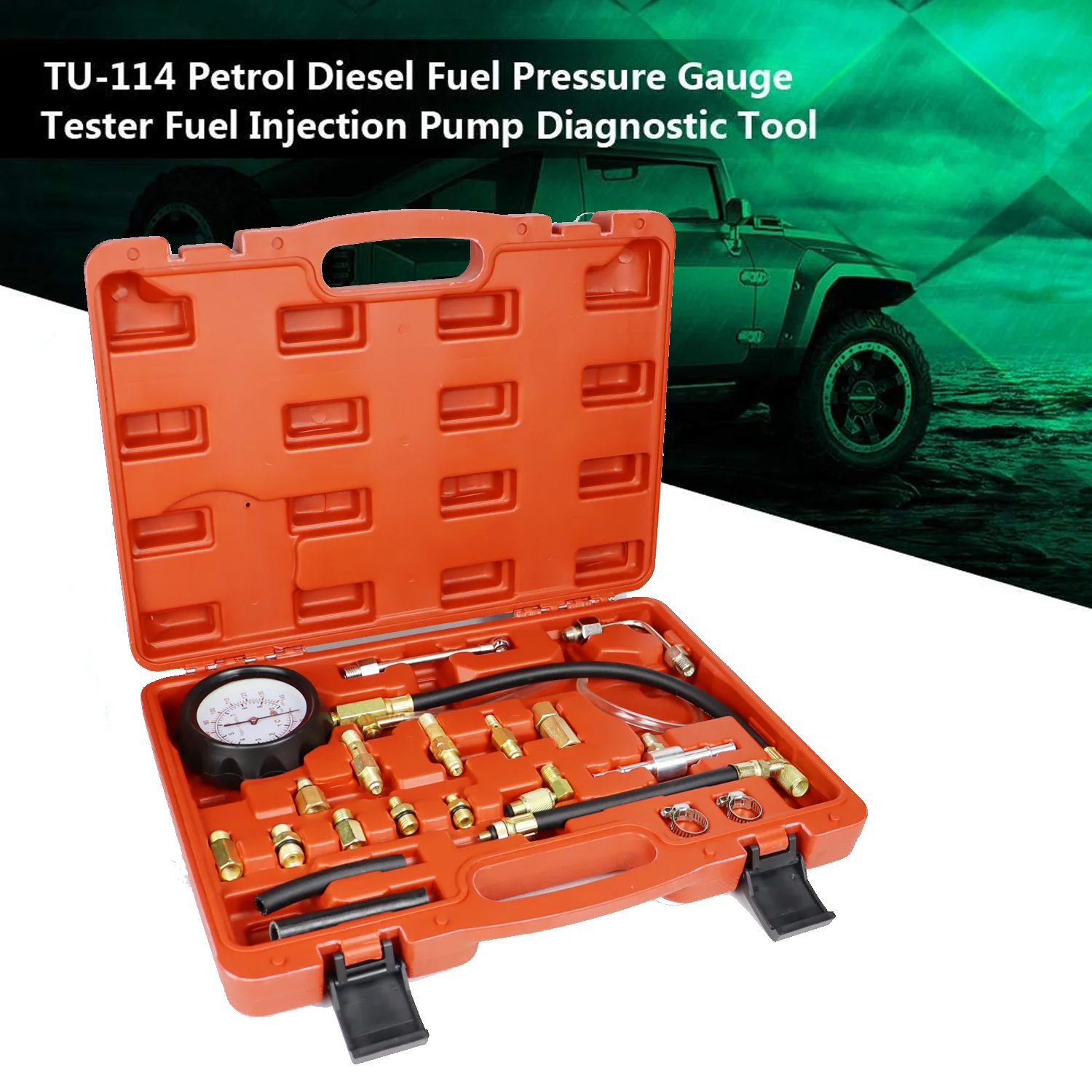 

Pressure Fuel Fuel Injection Petrol Pressure Kit, Test Diesel Pump Gauge Tool Injection Fuel Diagnostic Tester