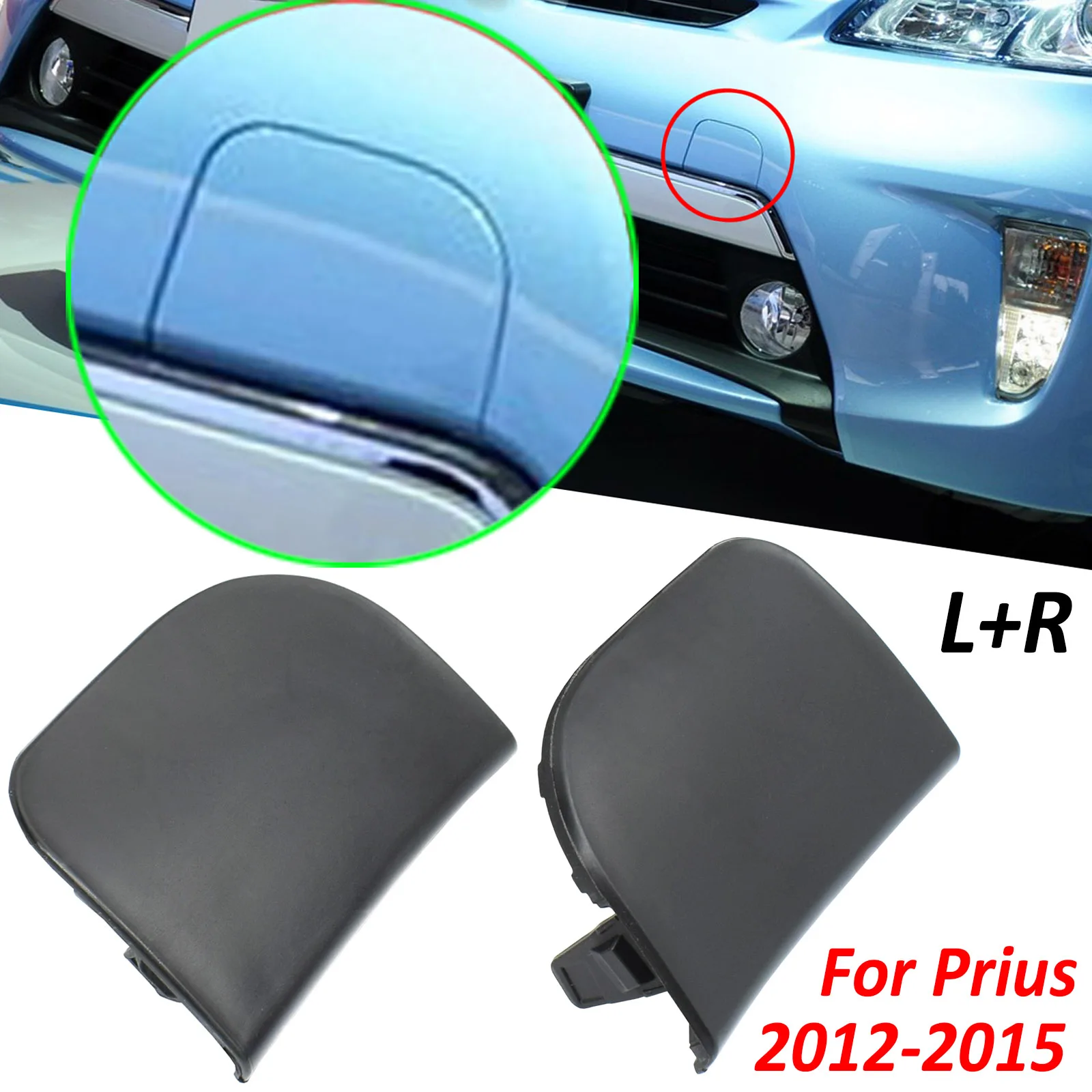 

Пара передний буксировочный крюк крышка авто левый и правый бампер буксировочный Глаз Крышка без грунта для Toyota Prius XW30 2012-2015 трейлер автомобильные аксессуары