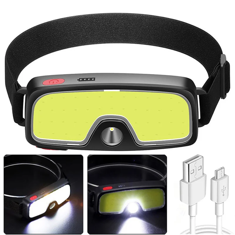 

Portable COB Headlamp USB Charging Dual Light Source 3 Modes Outdoor Camping Lamp Cycling Running Fishing LED Headlamp