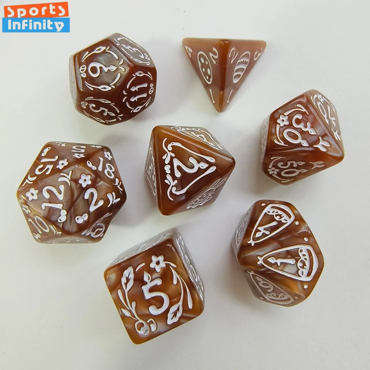 Фото Набор из 7 кубиков с принтом кролика для настольных игр (D&D, COC, Cthulhu), для групповых вечеринок и развлечений, цифровые кубики №3